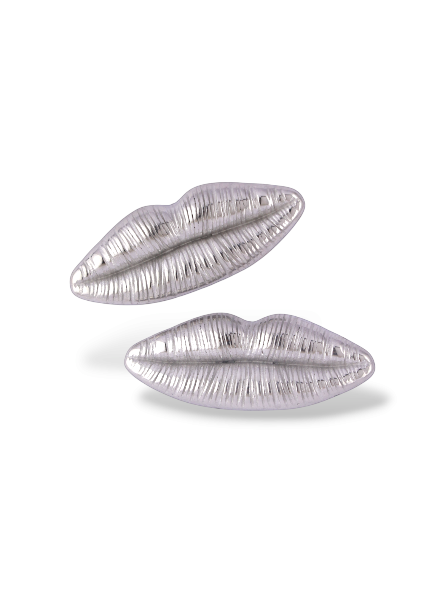 Muse Lip Gold Stud Earrings with Bold Textured Finish