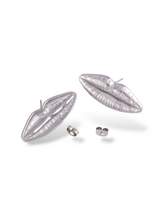 Muse Lip Gold Stud Earrings with Bold Textured Finish