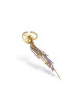 Gold Tassel Linear Ring with Long Hanging Chain