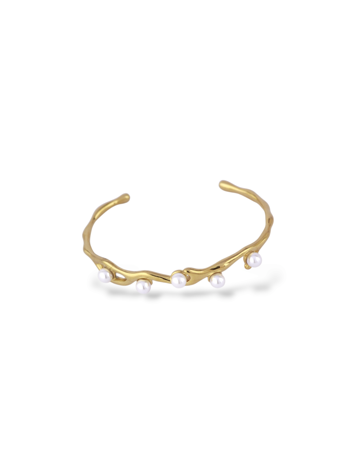 Elegant Branchlit Bangle with Gold Finish and Pearls