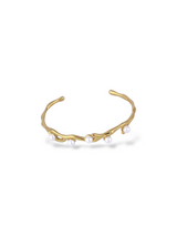 Elegant Branchlit Bangle with Gold Finish and Pearls