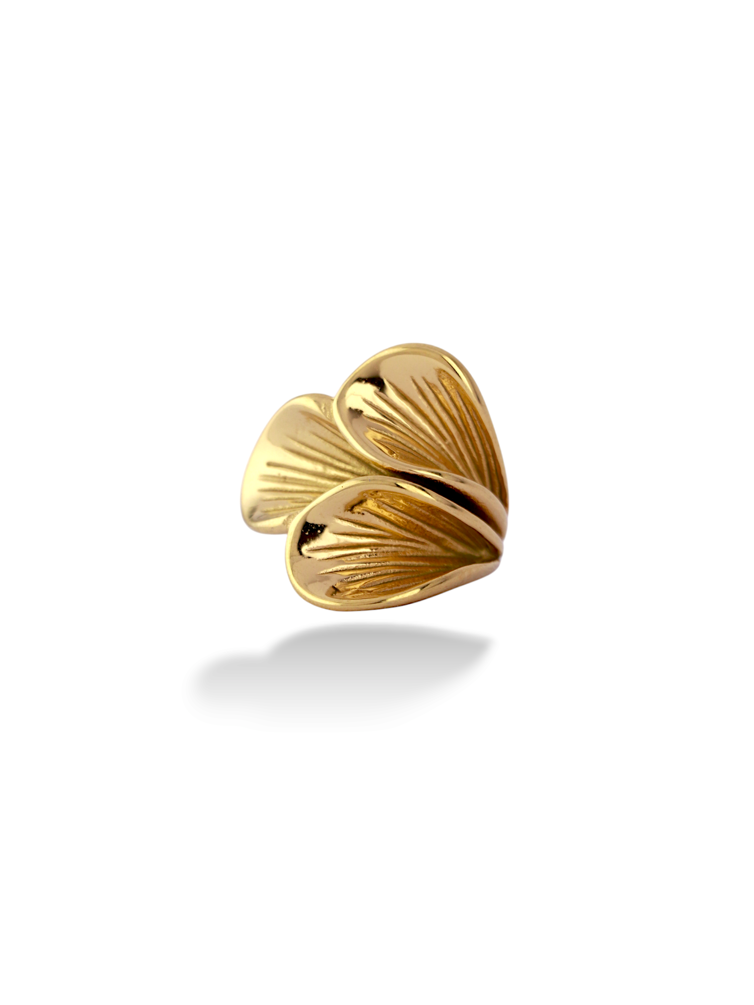 Golden Pressed Petal Ring with Flower Design