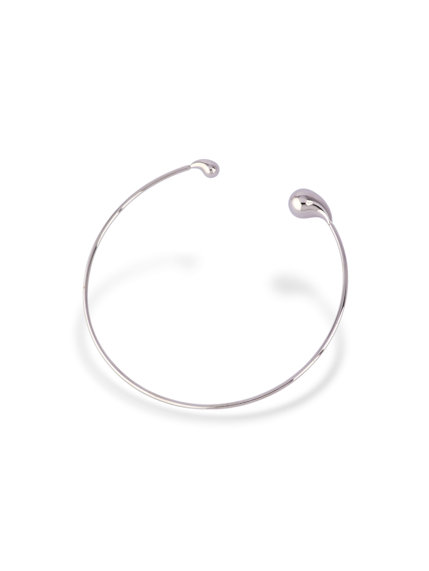 Open Collar Necklace Silver with Teardrop