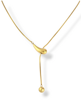 Gold Plated Water Drop Pendant Long Chain Necklace