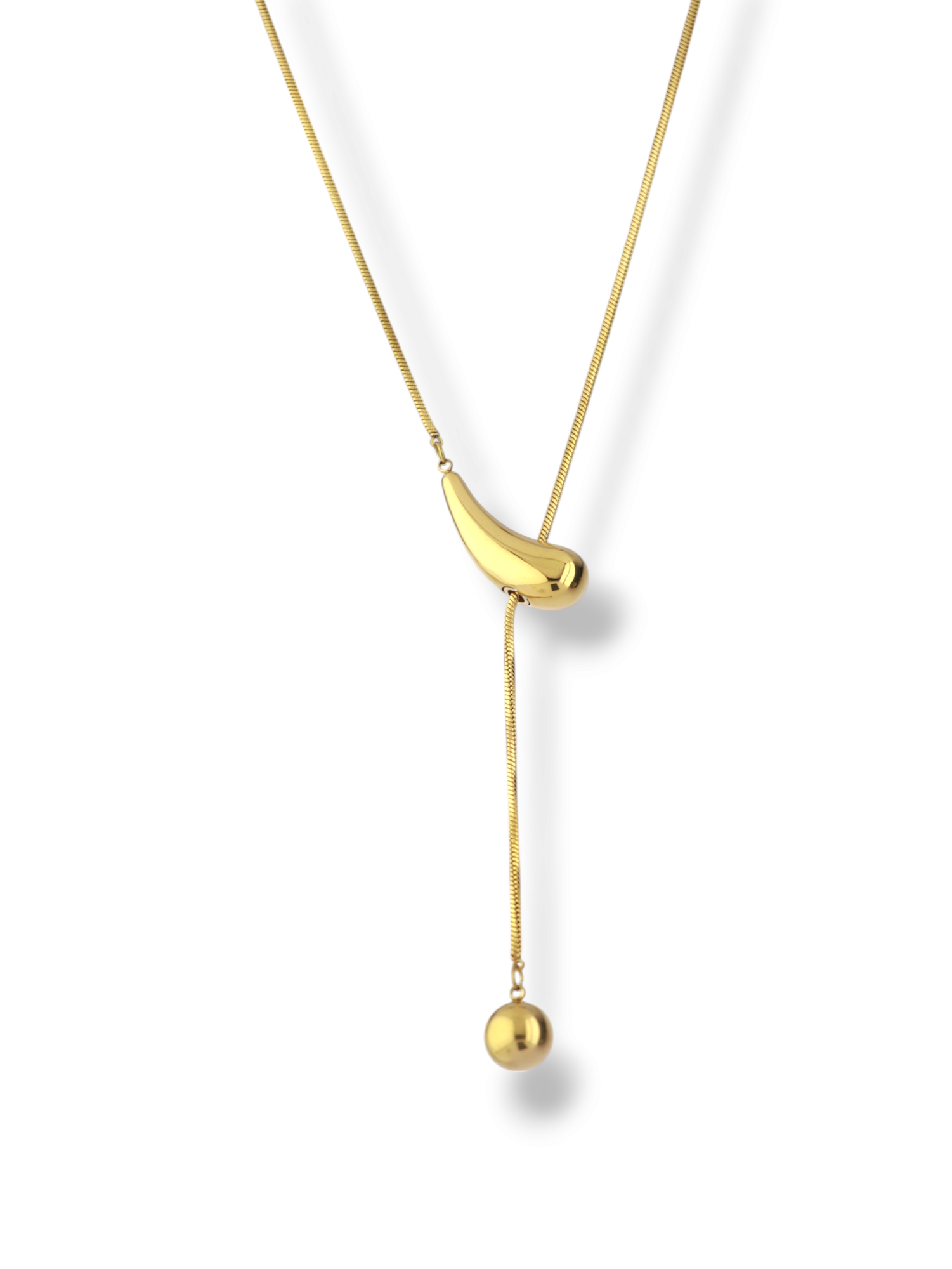 Gold Plated Water Drop Pendant Long Chain Necklace