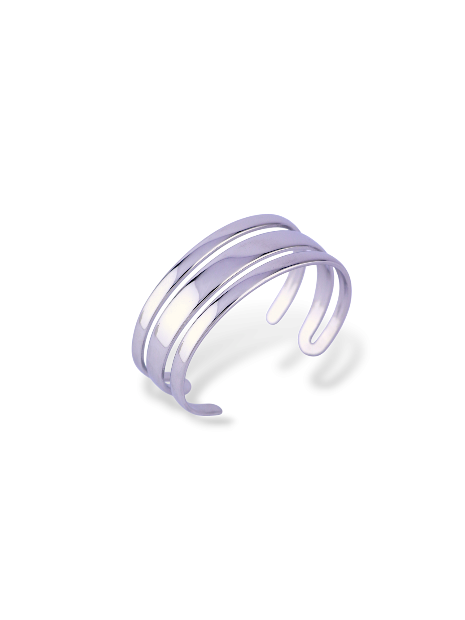 Triple Line Open Bangle with Minimal Finish