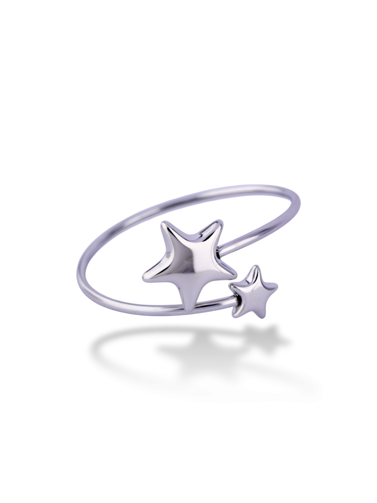 ElegantStarlit Loop Adjustable Bangle Twin Star Design