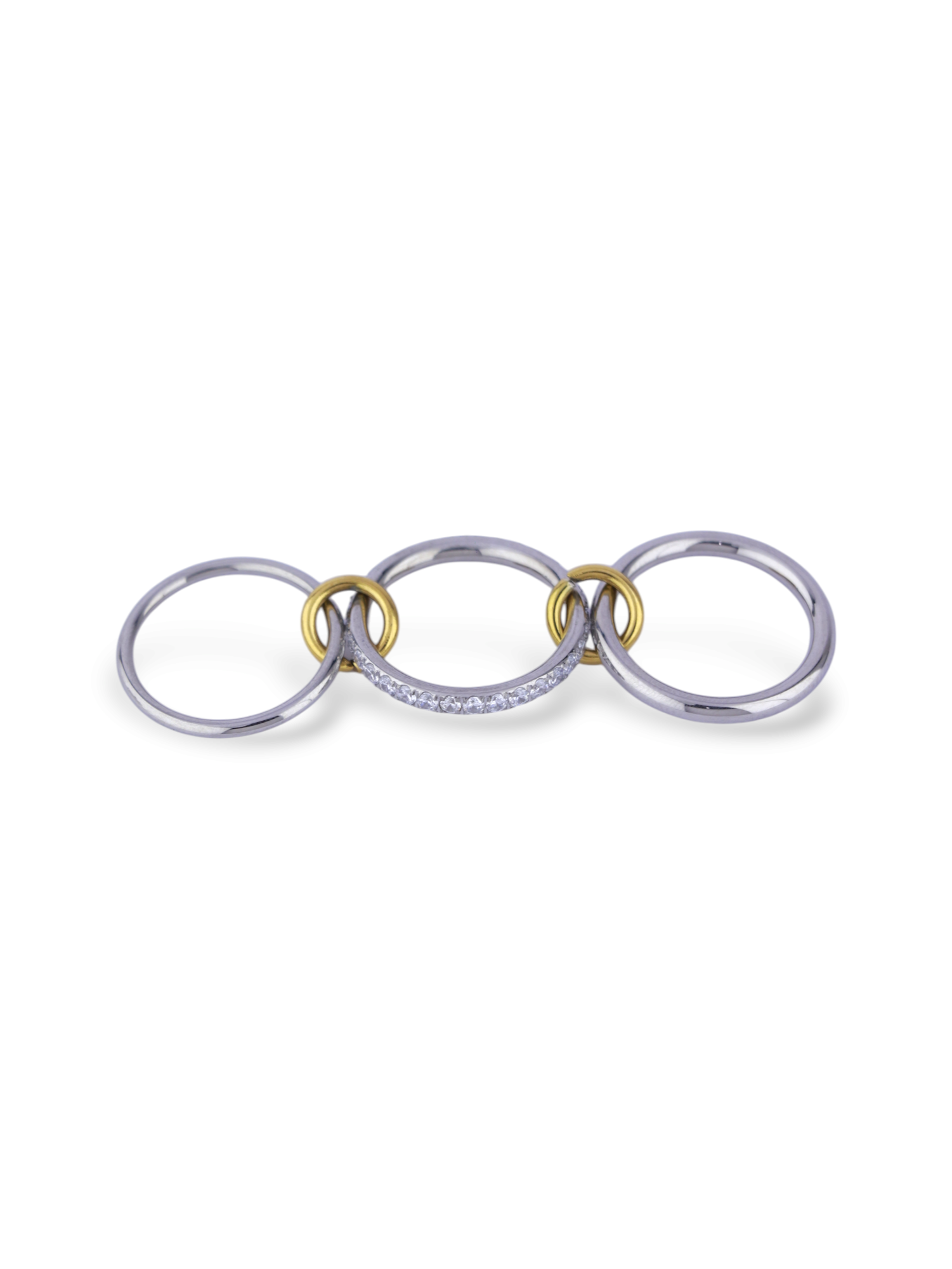 Linked Sparkle Triple Ring Design