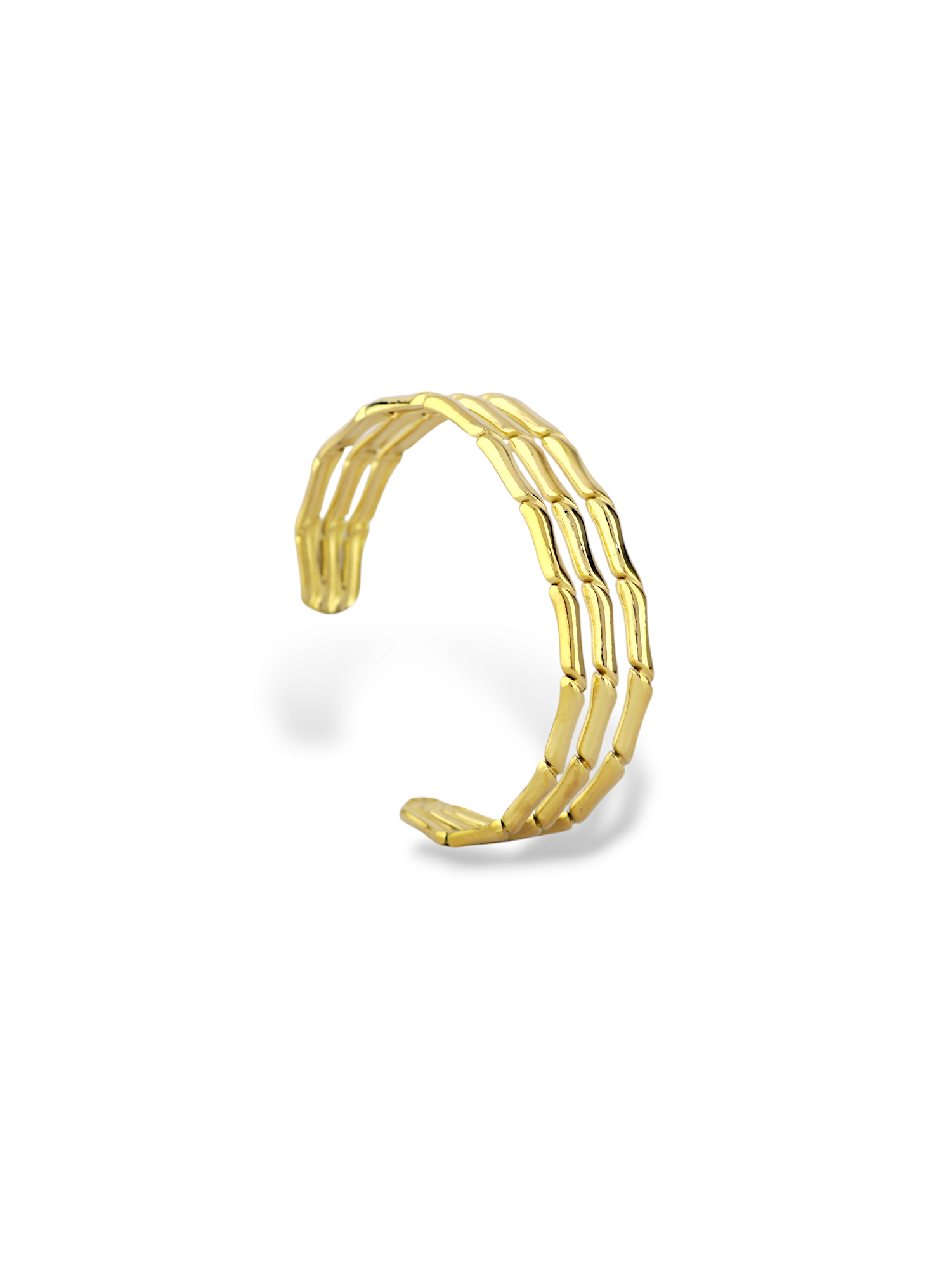 Petite Band Gold Finish Minimal Stacked Open Bangle