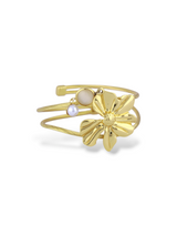 Elegant Gold Flora Bangle with Shimmering Leaf Designs