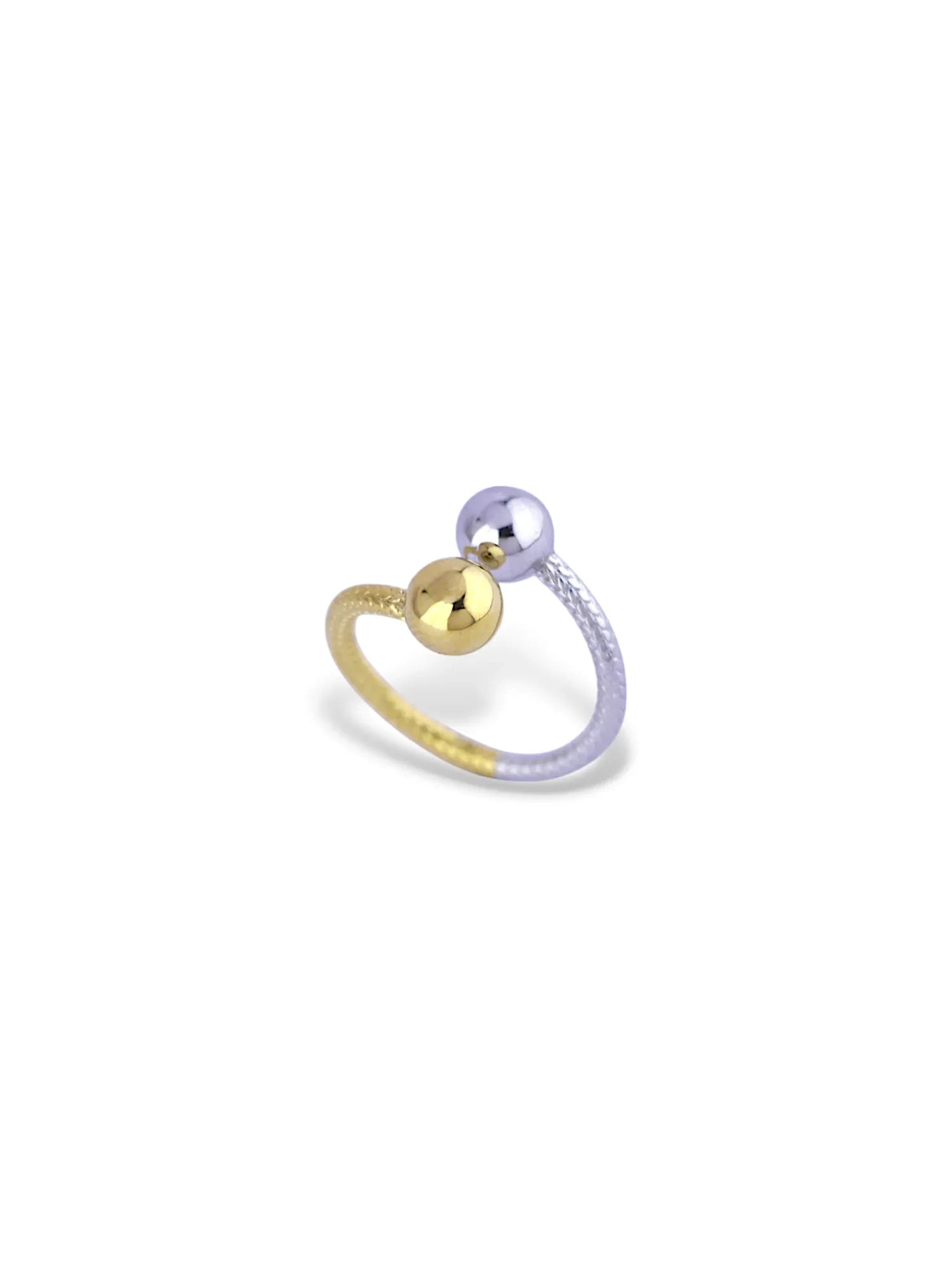 Two-Tone Gold and Silver Twin Sphere Wrap Ring - Doulaat