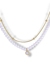 Gold Layered Pearl & Crystal Charm Necklace