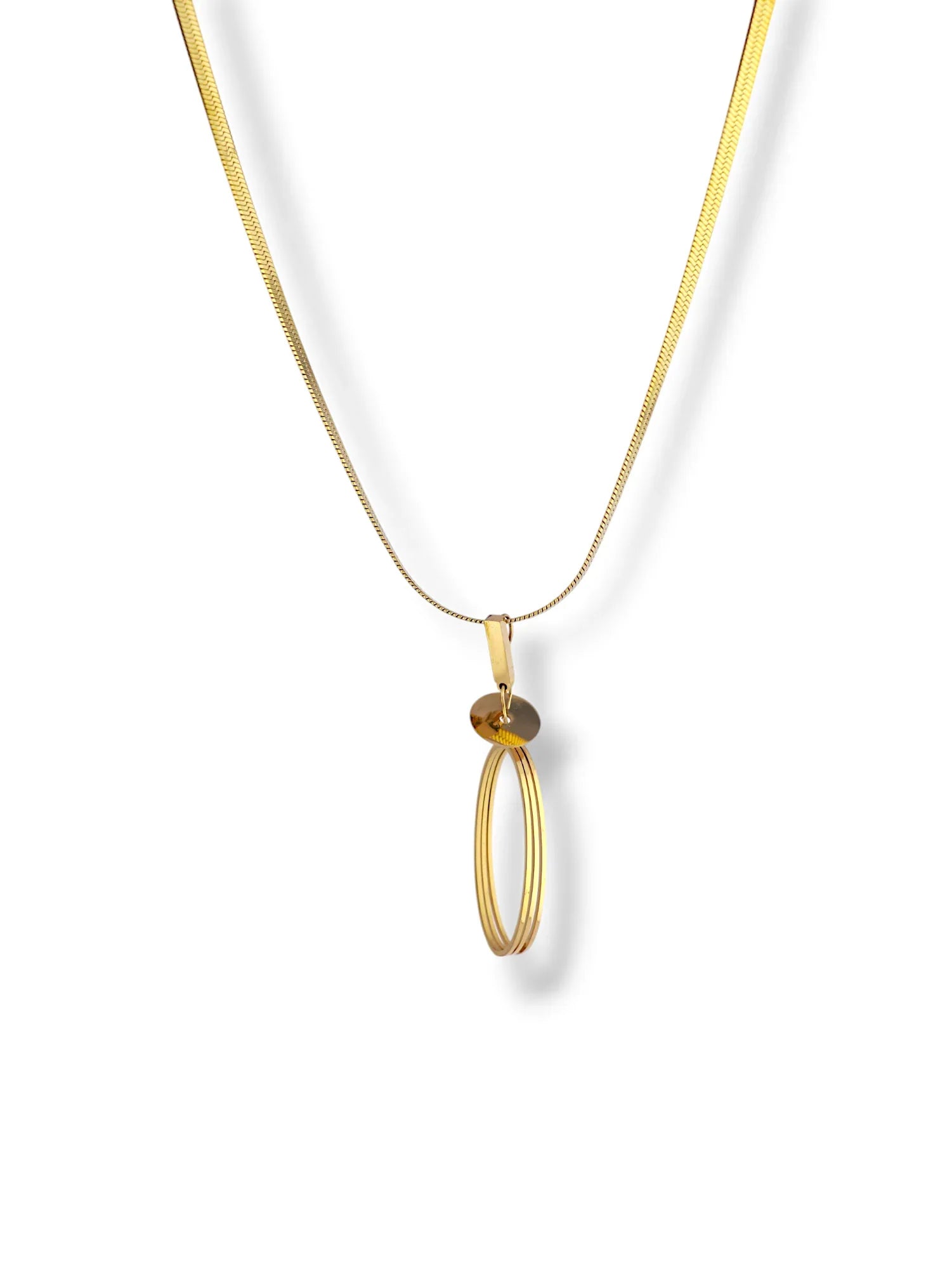 Elegant Gold Long Oval Necklace and Earring Set - Doulaat