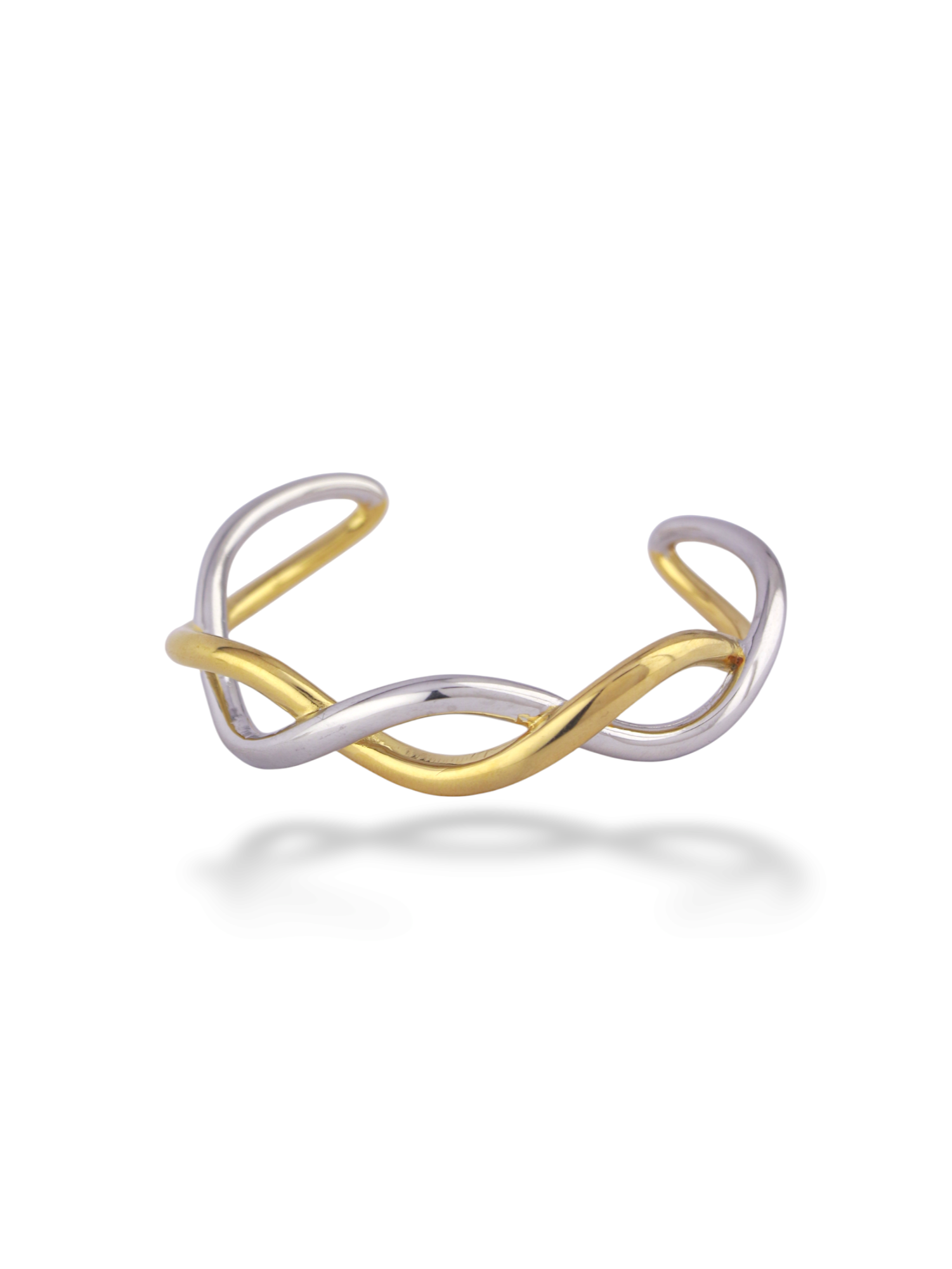 Elegant Lariat Loop Cuff with Gold and Silver Twists