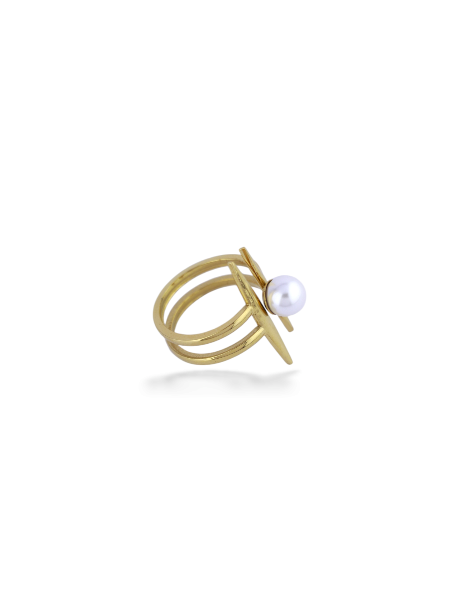 Pearl Line Spiral Ring