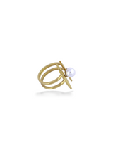 Pearl Line Spiral Ring
