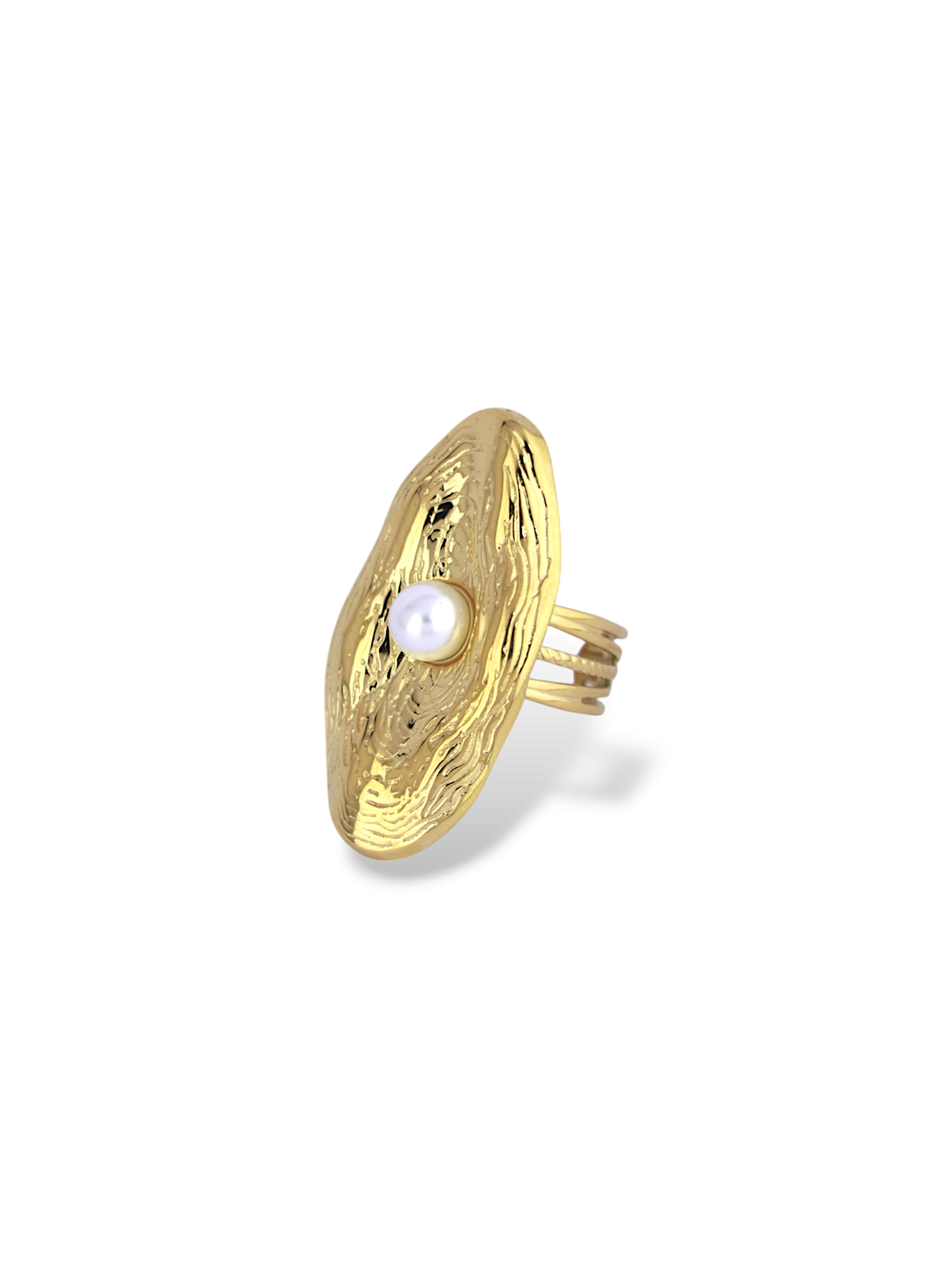 Elegant Gold ICON Ring with a Classic Round Pearl