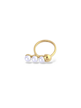 Trivelle Elegant Three-Pearl Gold Fashion Ring