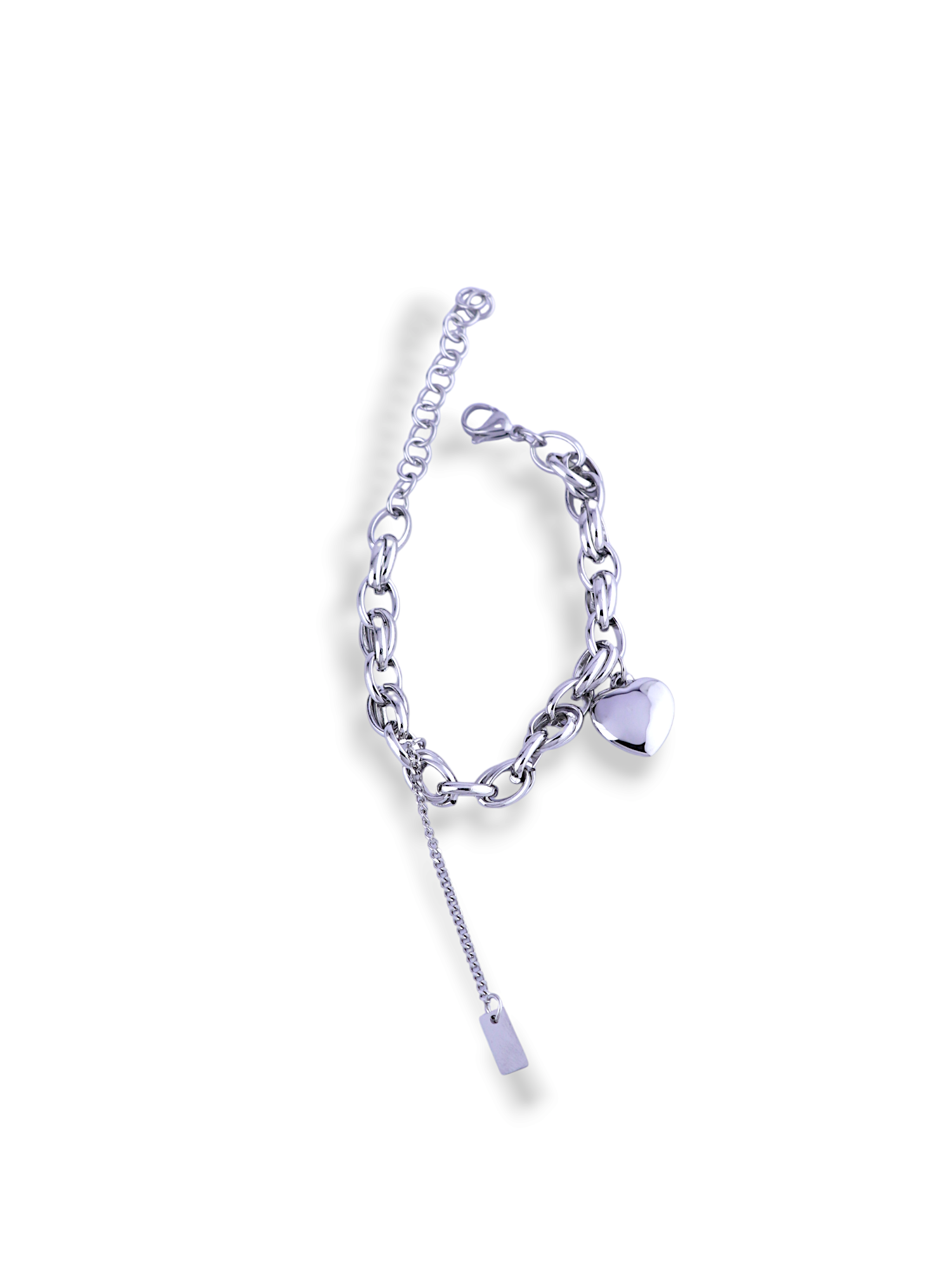 Elegant Gold Weave Chain Bracelet with Heart Charm