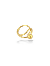 Gold Spiral Wrap Ring With Polished Round Bead