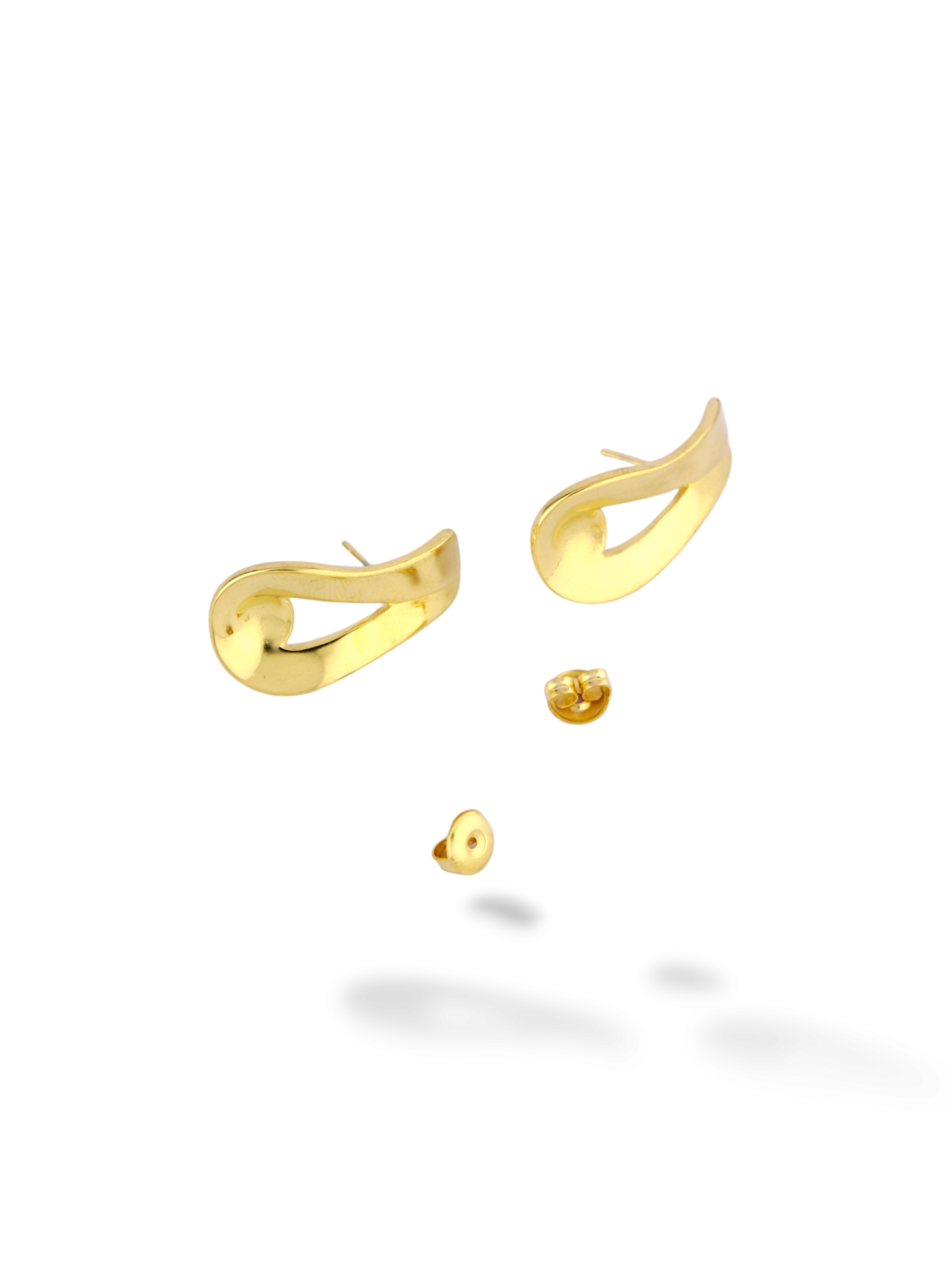Golden Hugger Stud Earrings Soft Curved Minimal Shape