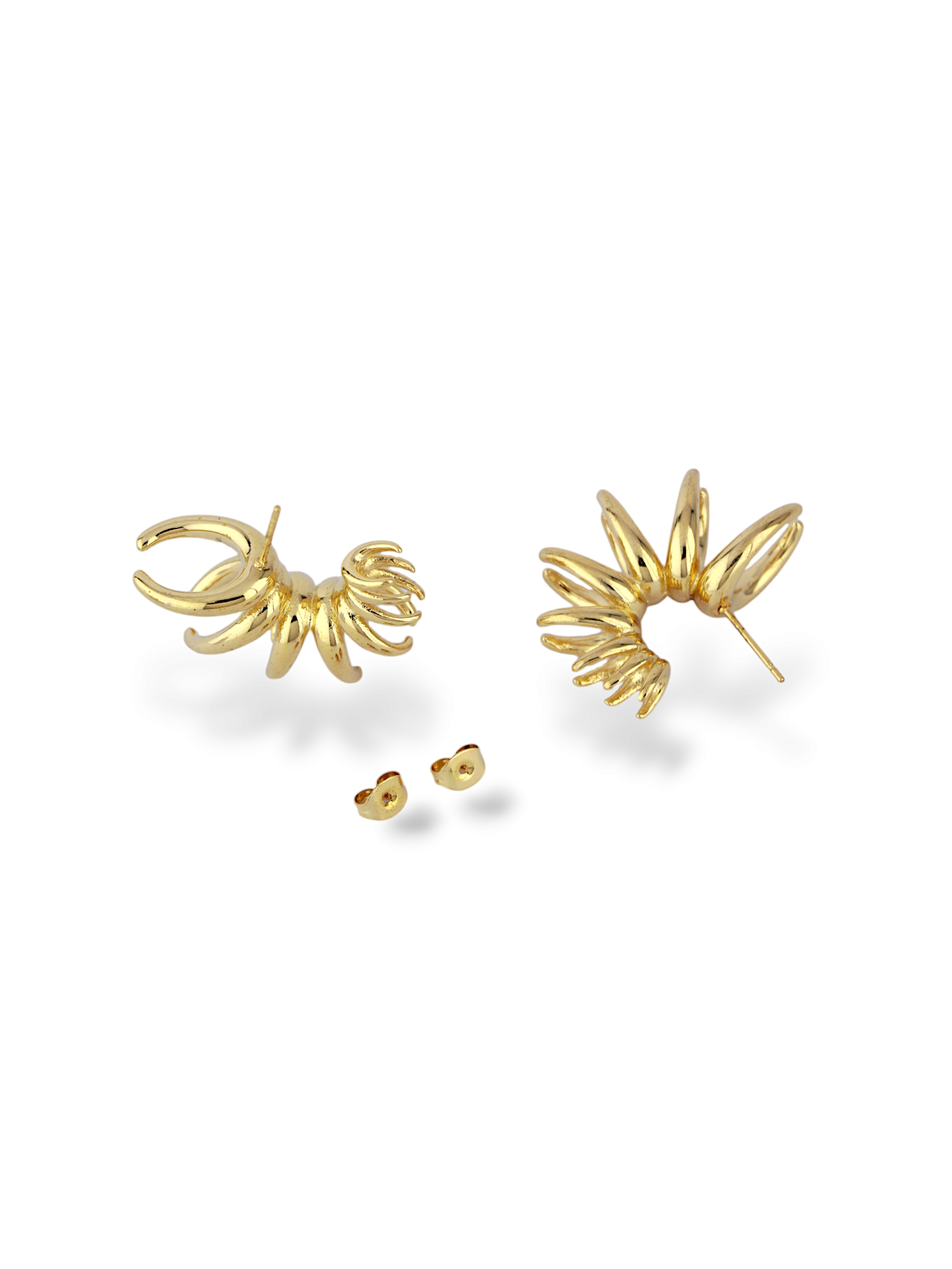 Sunray Gold Stud Earrings Radiant Petal Design