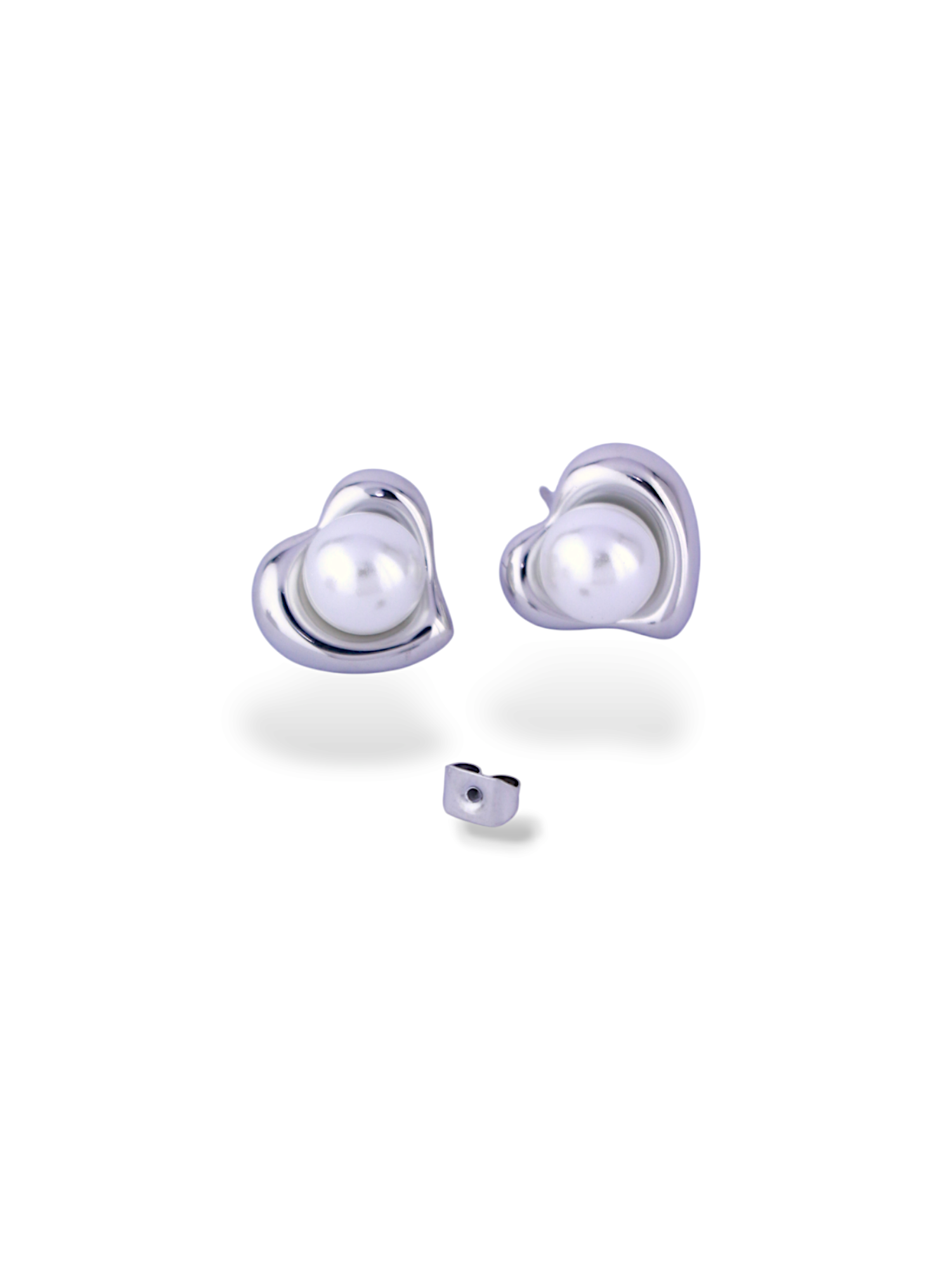 Elegant Heart Pearl Stud Earrings for Daily Wear