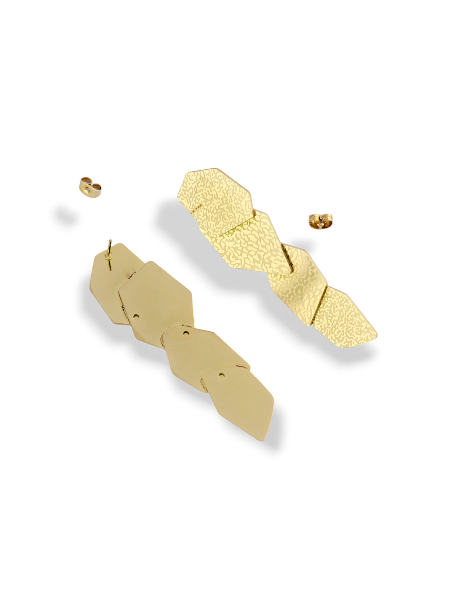 Shimmer Textured Gold Drop Stud Earrings