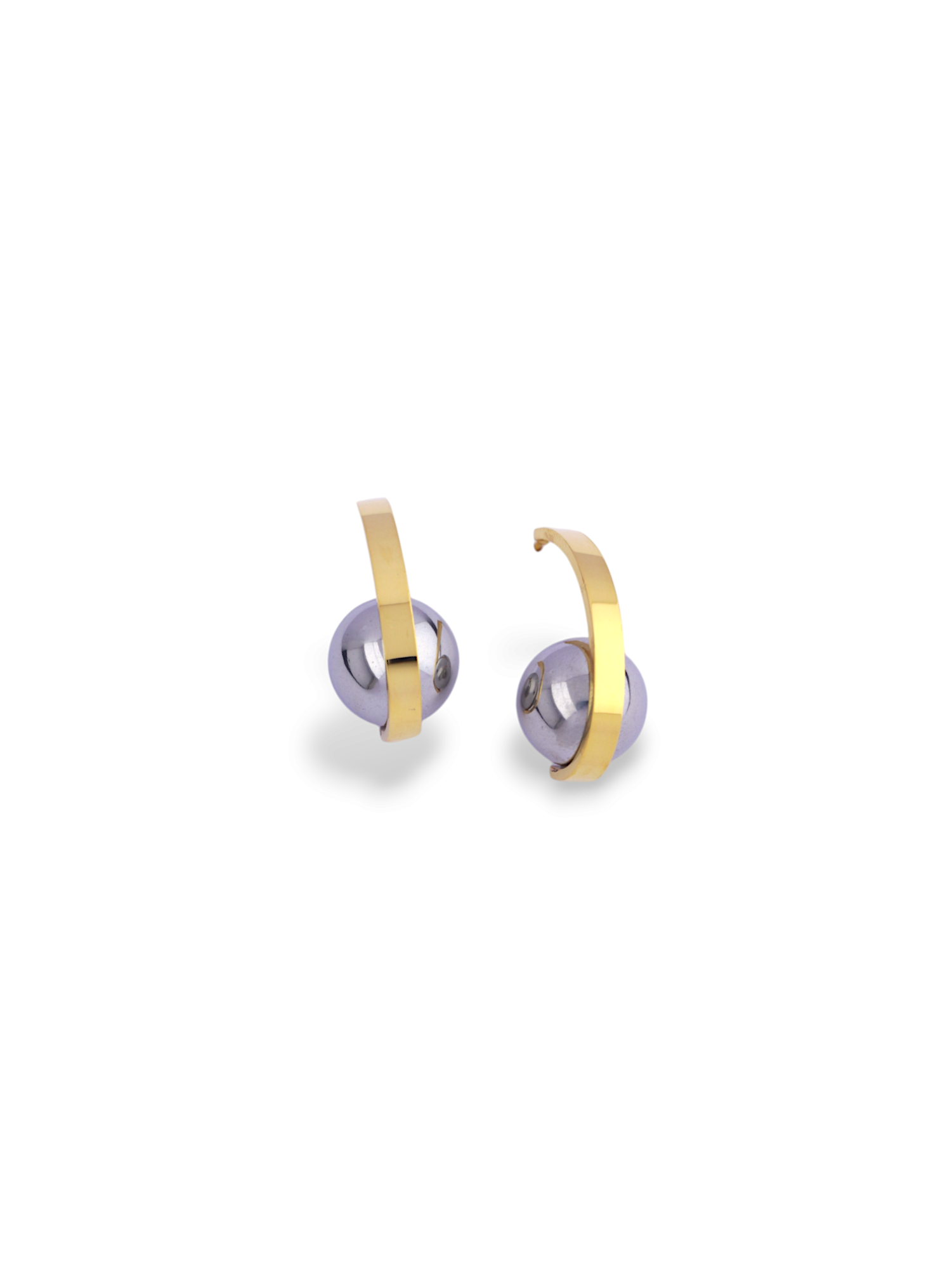 Moonlit Hugger Earrings with Soft Gold Curve Design