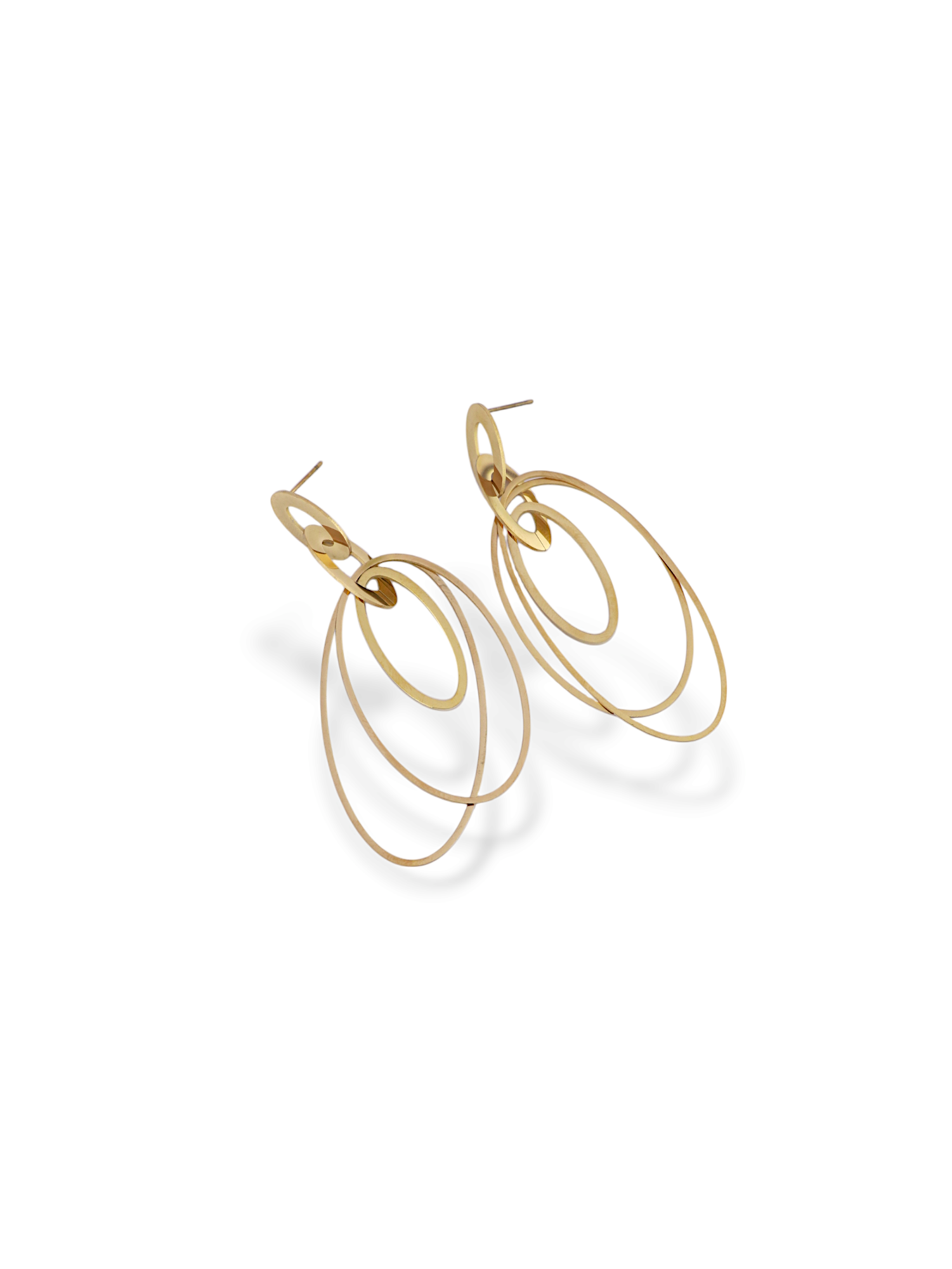 Minimal Gold Echo Hoops with Layered Oval Design