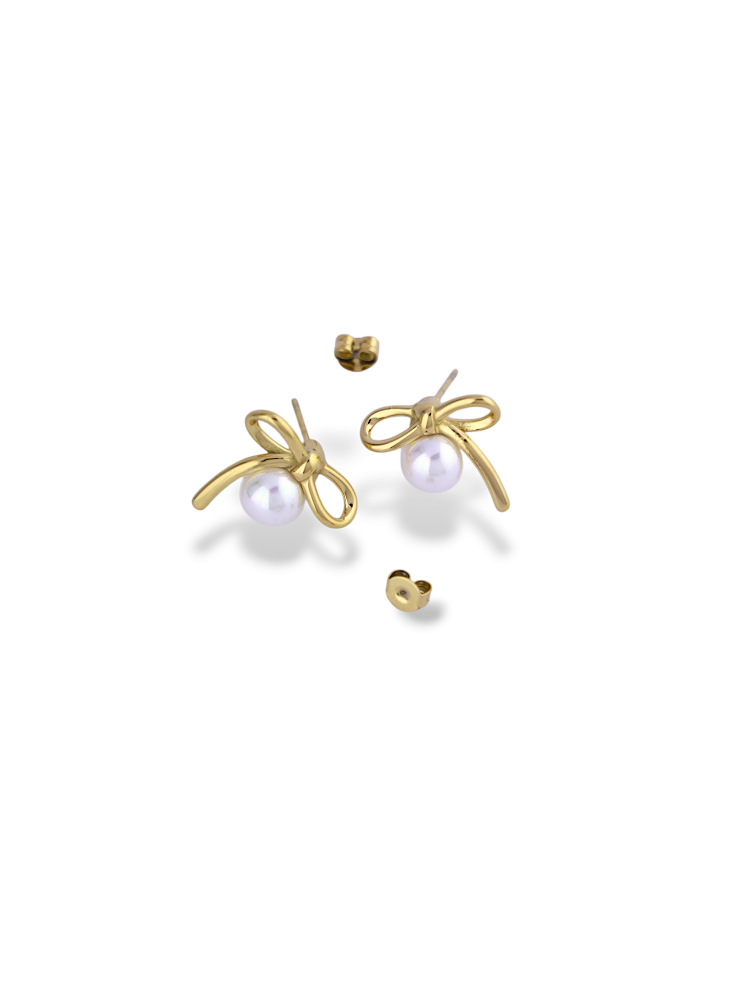 Bow Knot Pearl Stud Earrings