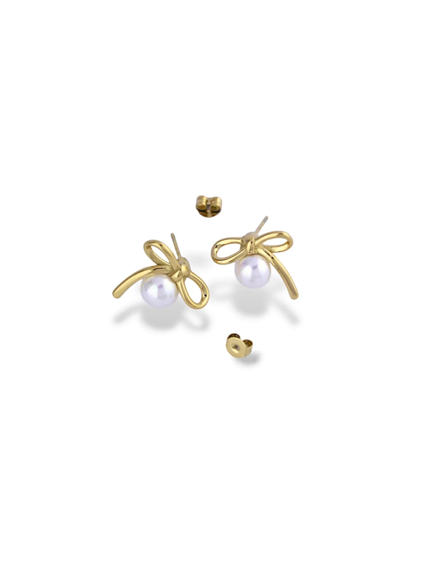 Bow Knot Pearl Stud Earrings - Doulaat