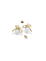 Bow Knot Pearl Stud Earrings - Doulaat