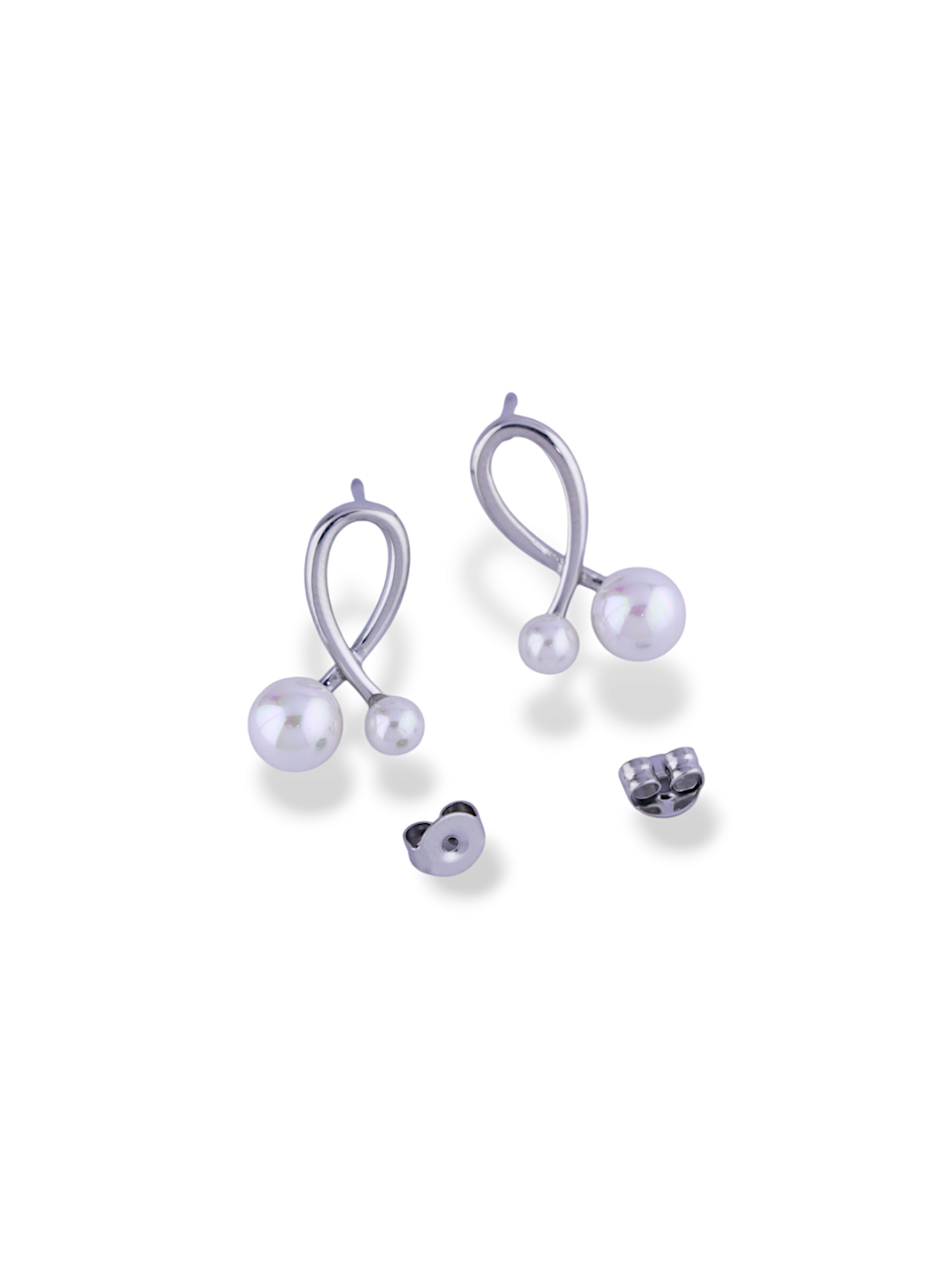 Twisted Loop Two Pearl Earrings