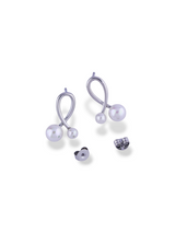 Twisted Loop Two Pearl Earrings