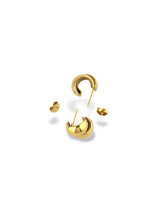 Gold Double Disc Emblem Hoop Stud Earrings for Women - Doulaat