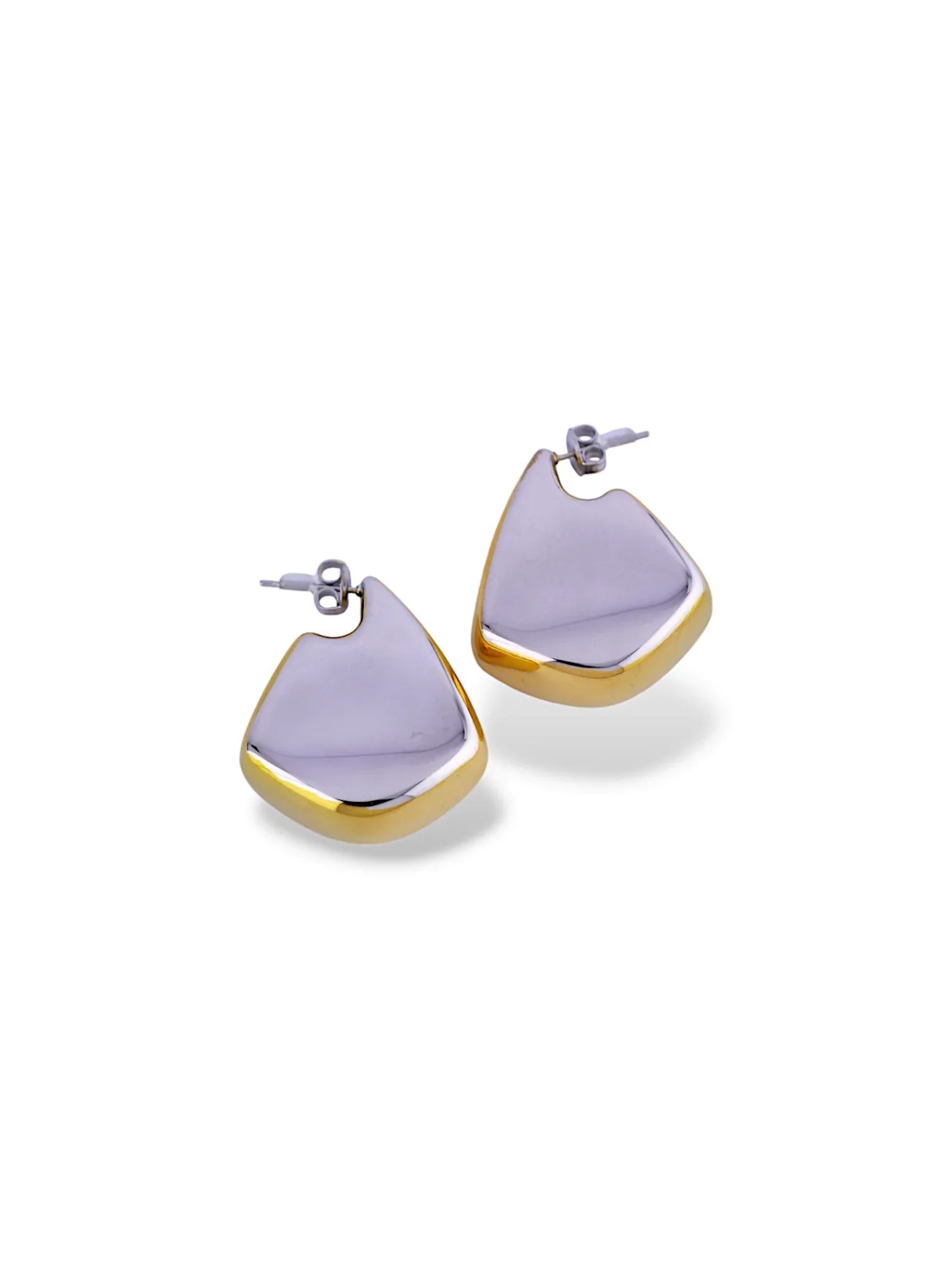 Swaying Gold and Silver Two-Tone Hoop Earrings - Doulaat