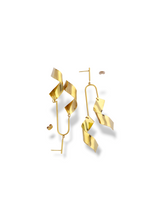 Golden Ringlets Hanging Ribbon Earrings in Gold