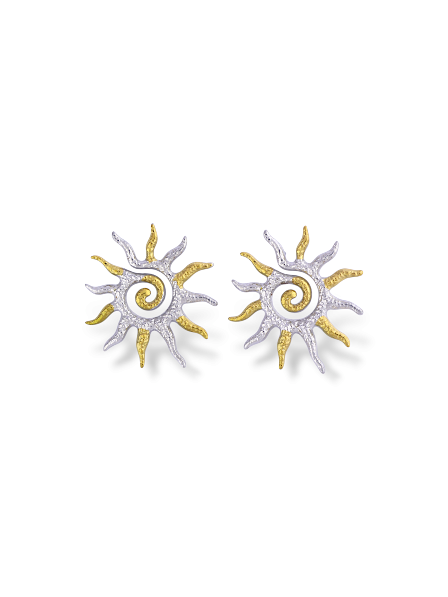 Spiral Sun Ray Stud Earrings