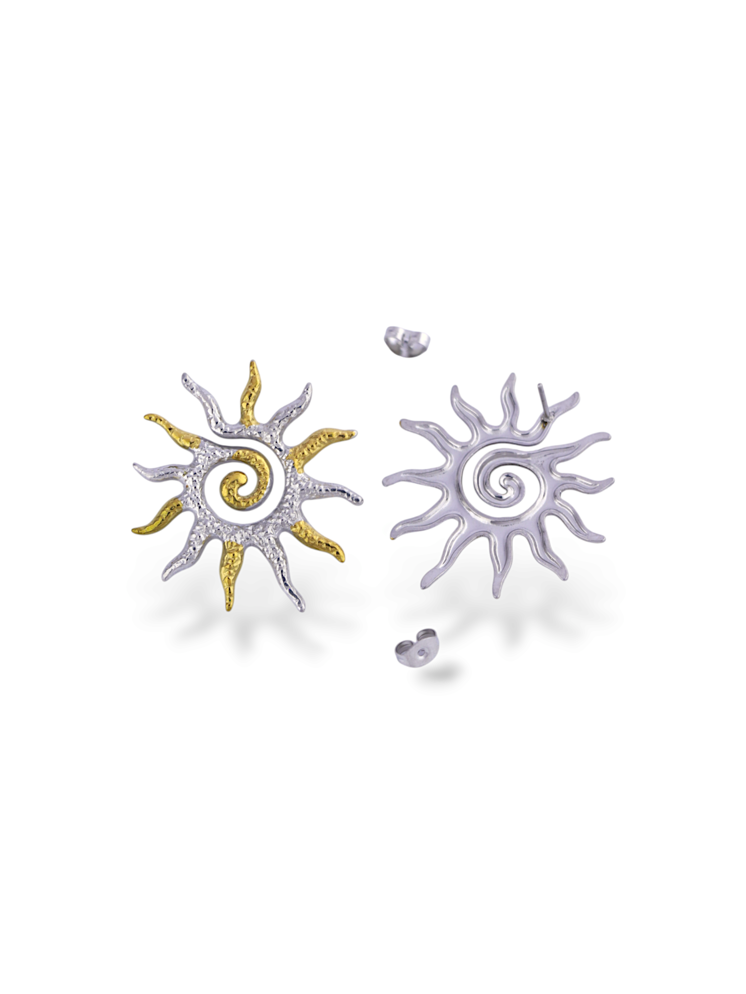 Spiral Sun Ray Stud Earrings