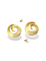 Gold Circline Mini Stud Earrings with Spiral Texture