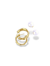 Gold Pearl Hoop Stud Earrings - Doulaat