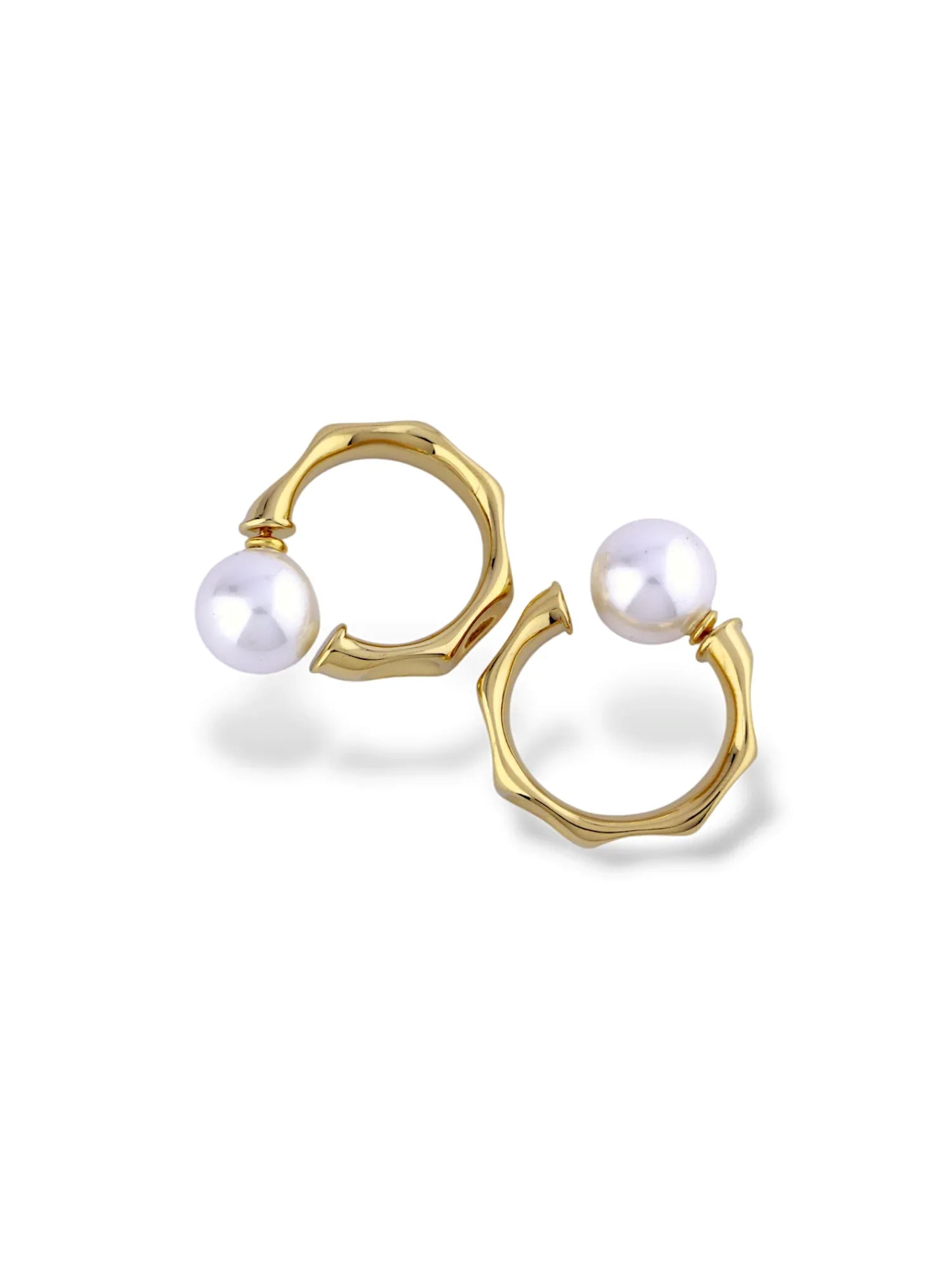 Gold Pearl Hoop Stud Earrings - Doulaat