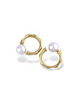 Gold Pearl Hoop Stud Earrings - Doulaat