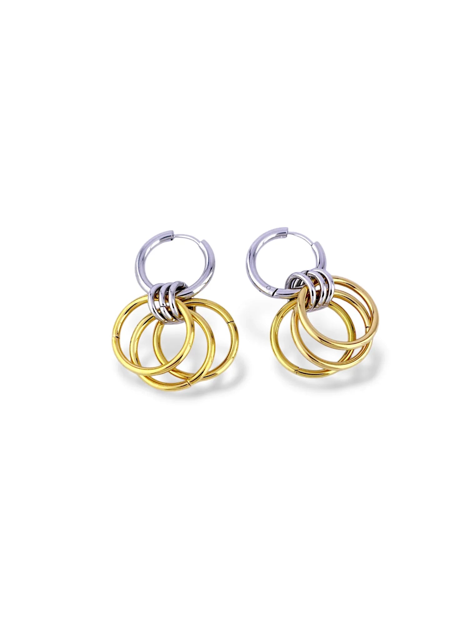 Two Tone Interlinked Hoop Earrings Modern Daily Wear - Doulaat