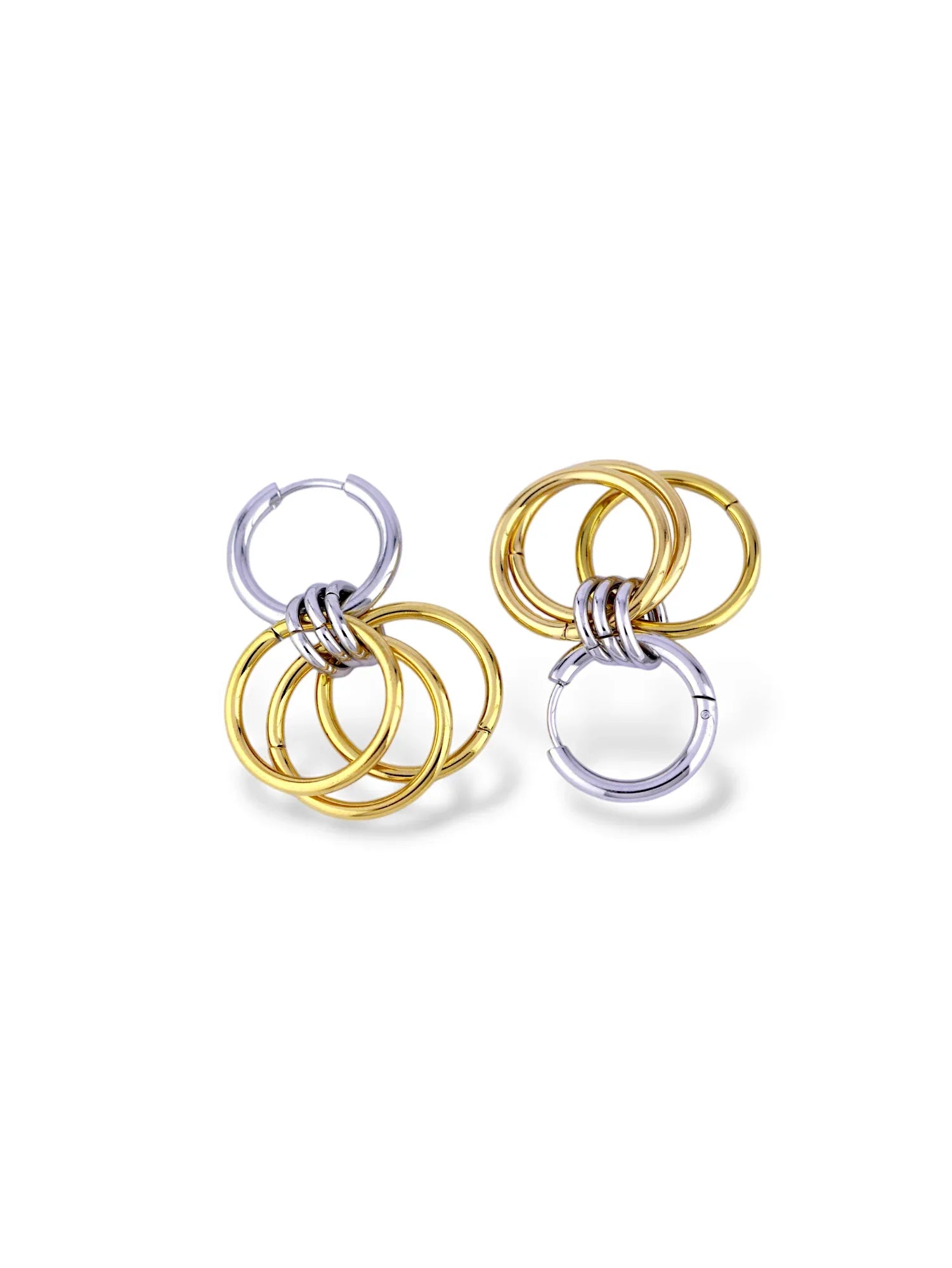 Two Tone Interlinked Hoop Earrings Modern Daily Wear - Doulaat