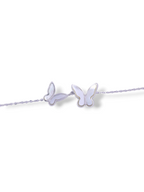 Elegant Silver Butterfly Bracelet with Soft Pearl Shine