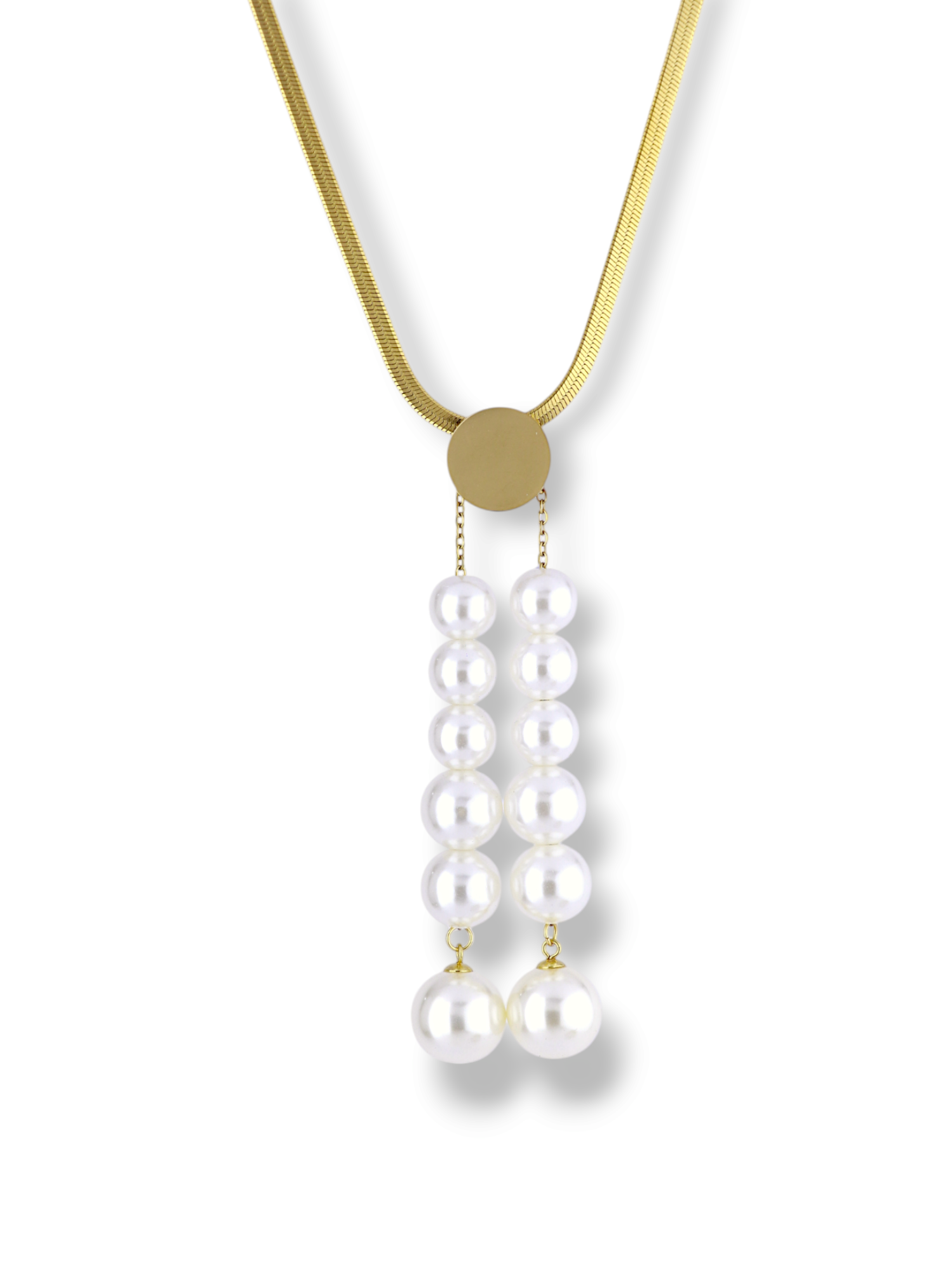 Elegant Gold Crystal Pearl Drop Necklace and Earring Set