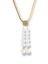 Elegant Gold Crystal Pearl Drop Necklace and Earring Set