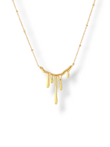 Gold Drip Pendant Necklace with Small Beaded Chain